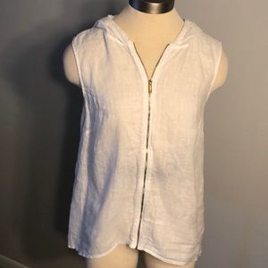 Calvin Klein Sleeveless Zip-Up Linen Blouse